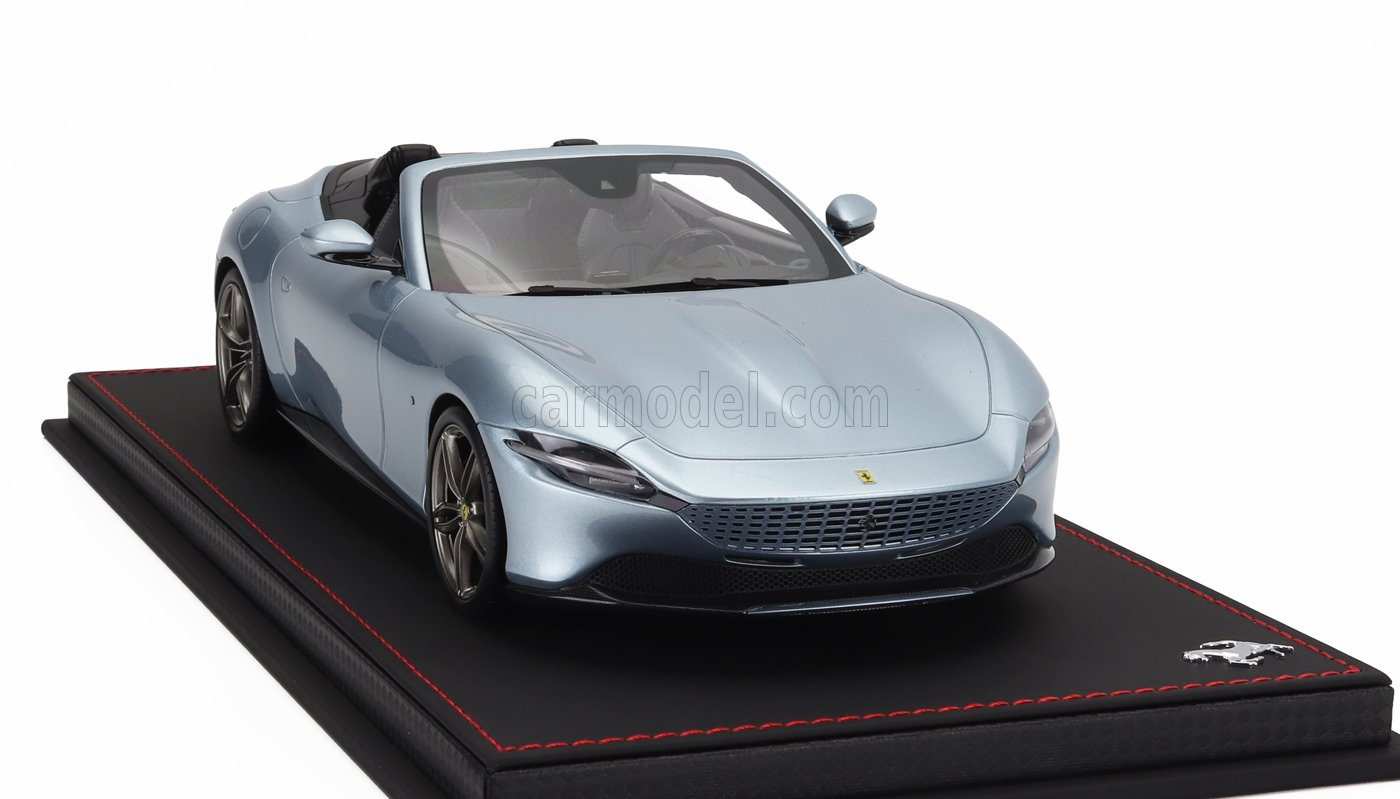 MODELLINO AUTO STATICO BBR FERRARI ROMA SPIDER OPEN 2020 CON VETRINA GRIGIO 1/18