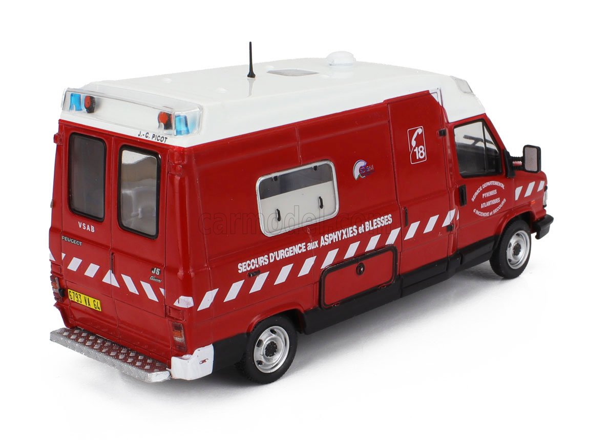MODELLINO FURGONE STATICO HACHETTE PEUGEOT J5 MAXUM VIGILI DEL FUOCO 1982 1:43