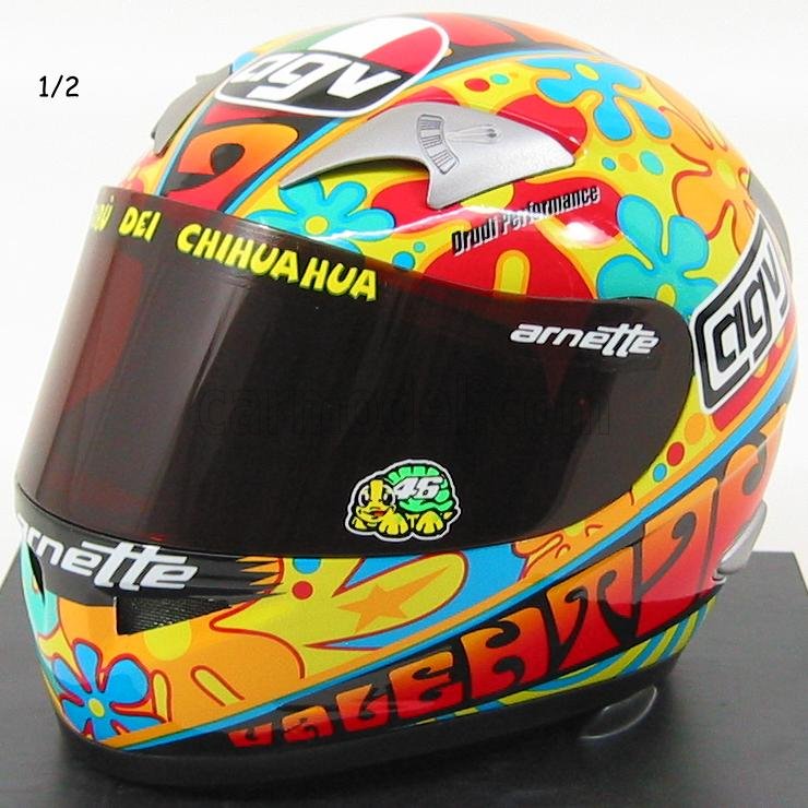 CASCO AGV VALENTINO ROSSI VALENCIA 2003 MINICHAMPS 1/2 MODELLISMO MOTO STATICO