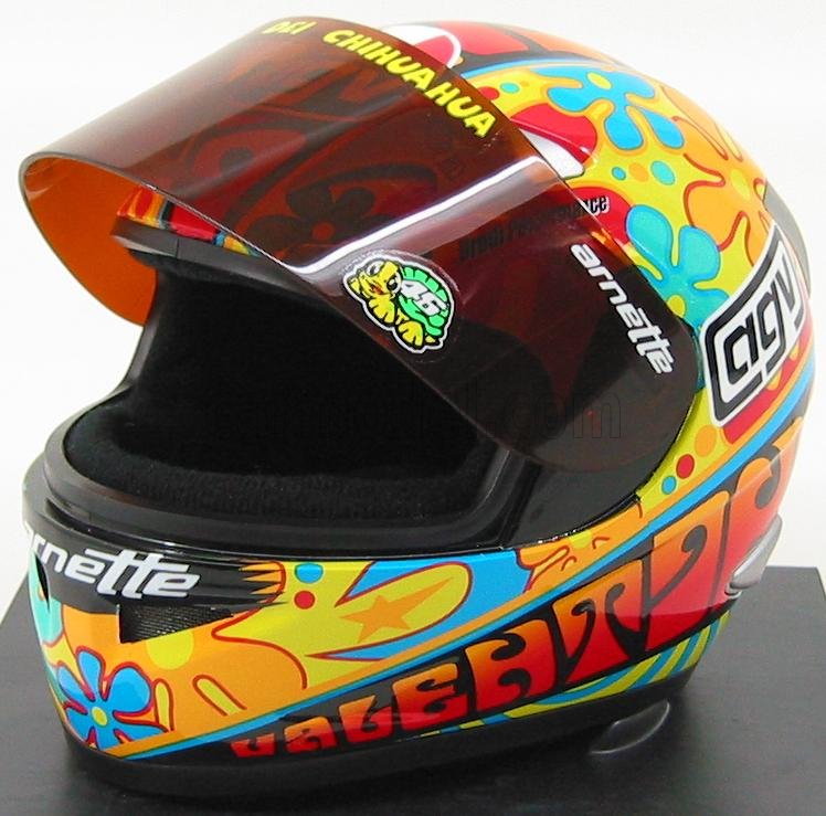 CASCO AGV VALENTINO ROSSI VALENCIA 2003 MINICHAMPS 1/2 MODELLISMO MOTO STATICO