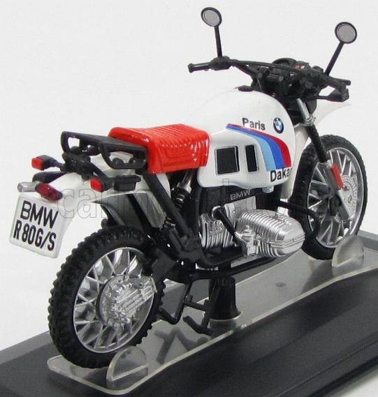 MODELLINO MOTO STATICO BMW R80 G/S PARIS DAKAR 1990 BIANCO MODELLISMO SCALA 1/24