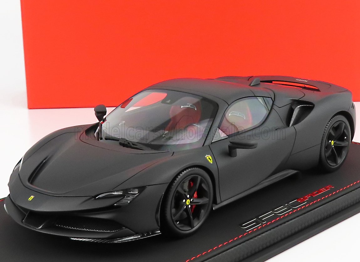 Ferrari SF90 Spider Closed Roof Matt Black Bbr 1/18 - 40 Pcs
