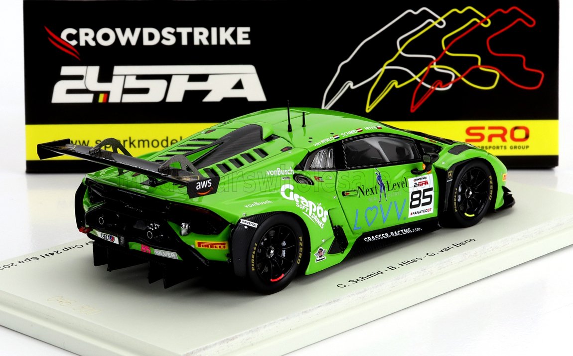 ミニカー　1/43 Lamborghini Huracan GT3 EVO 2 #85 GRT Grasser Racing Team Winner Silver Cup 24H Spa 2023 C. Schmid - B. Hites - G. van Berlo [SB711] MODELCARSWHOLESALE.COM