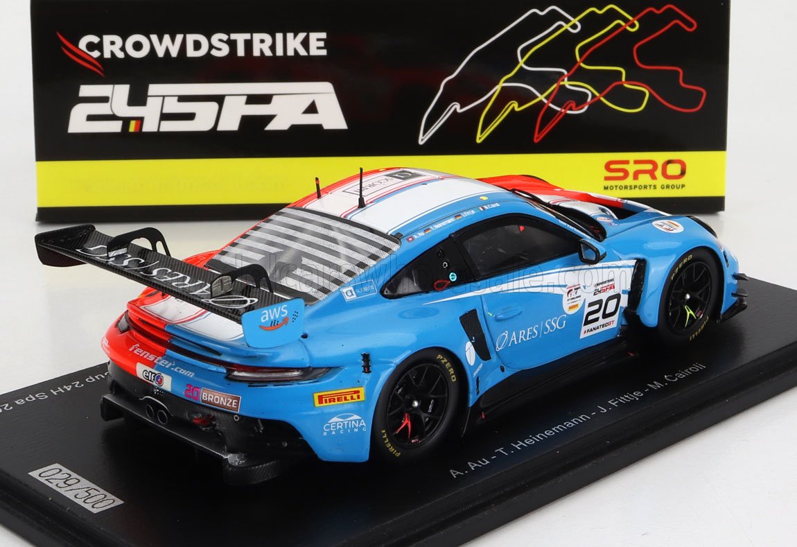ミニカー　1/43 Porsche 911 GT3 R WeatherTech Racing 24H Daytona 2022 C. MacNeil - J. Andlauer - M. Cairoli - A. Picariello #79 [US334] 1/43 Spark Porsche 911 GT3 R (992) No.96 Rutronik Racing 9th