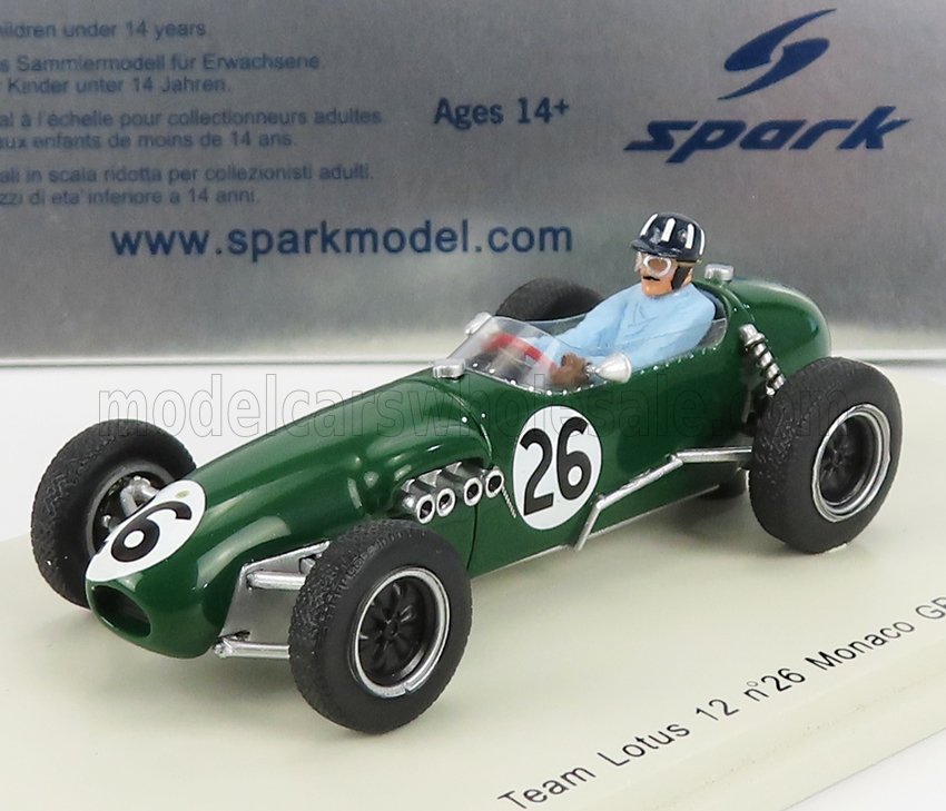 Lotus 12 ミニカー モナコGP 1958 #26 MODELCARSWHOLESALE.COM